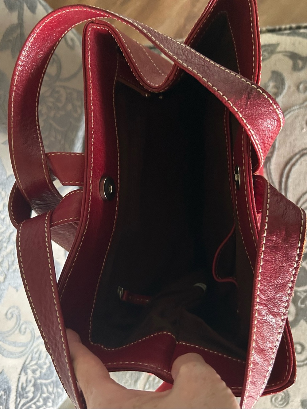 Sundance Red Leather Backpack Tote Convertible Bag like NEW - Picture 6 of 8